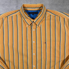 Load image into Gallery viewer, Tommy Hilfiger Orange Multi Striped Mini Logo Long Sleeve Button-Down Shirt