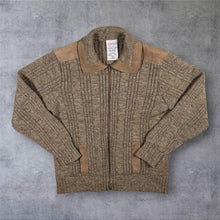 Load image into Gallery viewer, Vintage St Michael Cardigan Mens 40 S Brown Wool Blend Zip Knit Suede Trim UK