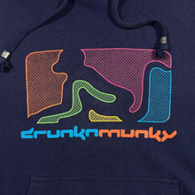 Load image into Gallery viewer, Vintage Y2K DrunknMunky Hoodie XL Navy Multicolour Logo 00s Skate Streetwear