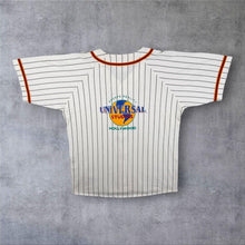 Load image into Gallery viewer, Vintage Universal Studios "Hollywood" Tourist Graphic Pinstripe Cotton Baseball Jersey