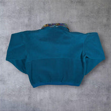 Load image into Gallery viewer, Vintage North Cape Polartec Crazy Patterned Collar Blue 1/4 Button Fleece Sweatshirt