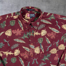 Load image into Gallery viewer, Vintage 90s Chaps Ralph Lauren Shirt Mens LT Large Tall Leaf Print Cotton Burgundy