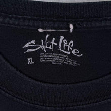 Load image into Gallery viewer, Salt Life Surfer Swordfish Spellout Graphic Black Cotton Pocket T-Shirt