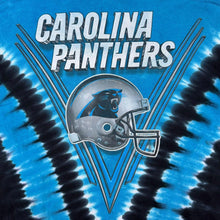 Load image into Gallery viewer, Majestic NFL Carolina Panthers Football Graphic Blue Tie Dye Cotton T-Shirt
