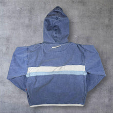 Load image into Gallery viewer, Vintage DEAL Washed Blue White Colour Block 1/4 Zip Hooded Smock Sweatshirt