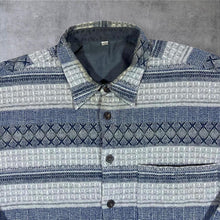 Load image into Gallery viewer, Vintage 90's Grey Blue Patterned Striped Long Sleeve Flannel Shirt