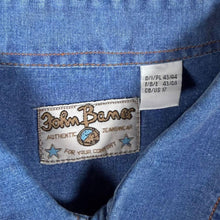 Load image into Gallery viewer, Vintage John Baner Cowboy Western Pattern Blue Denim Cotton Short Sleeve Shirt