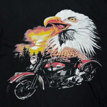 Load image into Gallery viewer, Early 00’s Blossom Biker Bald Eagle Graphic Black T-Shirt