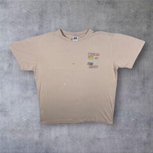 Load image into Gallery viewer, Weird Fish Big Fish Little Fish Parody Cartoon Graphic Beige Distressed Cotton T-Shirt