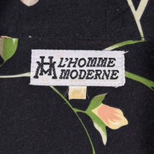 Load image into Gallery viewer, Vintage L'Homme Moderne Hawaiian Floral Black Polyester Short Sleeve Shirt