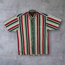 Load image into Gallery viewer, Rappson Retro Striped Shirt M 39/40 Red Green Navy Short Sleeve Button Down
