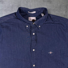 Load image into Gallery viewer, GANT Regular Fit Classic Navy Blue Cotton Long Sleeve Button-Down Shirt