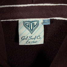 Load image into Gallery viewer, Gul Surf Co. Surf Boards Surfer Spellout Graphic Brown Pullover Hoodie