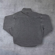 Load image into Gallery viewer, Vintage Affiniti Cowboy Western Washed Black Grey Denim Long Sleeve Shirt