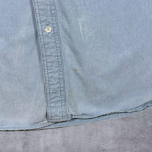 Load image into Gallery viewer, Vintage Warner Bros. Looney Tunes Embroidered Blue Denim Long Sleeve Cotton Shirt