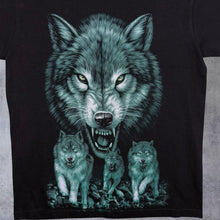 Load image into Gallery viewer, Early 00's Mr. Big Gothic Wolf Animal Wildlife Graphic Black Cotton T-Shirt