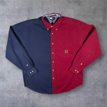 Load image into Gallery viewer, Vintage 90s Tommy Hilfiger Colourblock Shirt Crest Logo Red Navy Mens M L