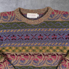 Load image into Gallery viewer, Vintage 90's Country Collection Made In UK Abstract Patterned Wool Knit Jumper