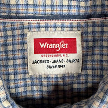 Load image into Gallery viewer, Wrangler Western Style Blue Cream Plaid Check Cotton Blend Long Sleeve Shirt