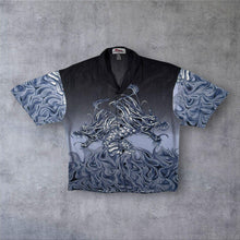 Load image into Gallery viewer, Early 00's BAM Shirt Goth Y2K Traditional Dragon Flame Graphic Black Grey Shirt