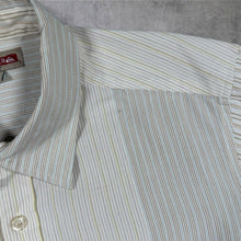 Load image into Gallery viewer, Quiksilver Y2K Mens M Patchwork Stripe Shirt Cream Long Sleeve Surf Skater 00s