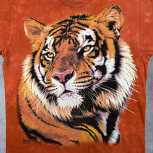 Load image into Gallery viewer, Vintage The Mountain (2000) Tiger Animal Wildlife Graphic Orange Tie Dye T-Shirt