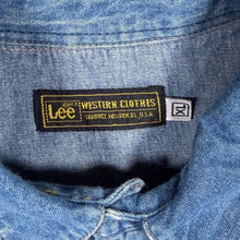 Load image into Gallery viewer, Vintage Lee Western Clothes Denim Shirt XL Pearl Snap Cowboy Western Blue