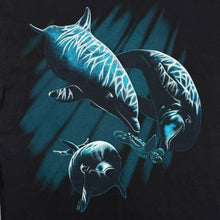 Load image into Gallery viewer, Vintage Harlequin Dolphin Wildlife Ocean Marine Black Graphic Cotton T-Shirt