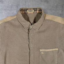 Load image into Gallery viewer, Burberry London Shirt Mens XXL Beige 100% Linen Made Portugal Slim Fit