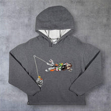 Load image into Gallery viewer, Vintage Warner Bros. Looney Tunes Embroidered Character Grey Hoodie
