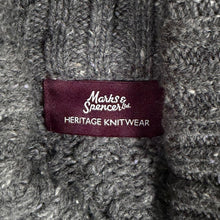 Load image into Gallery viewer, M&S Heritage Knitwear Lamsbwool Blend Chunky Cable Knit Cardigan Grey Large