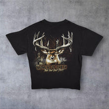 Load image into Gallery viewer, Delta "Moment Of Truth" Deer Animal Nature Wildlife Graphic Faded Black Cotton T-Shirt