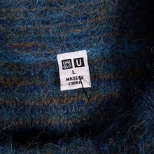 Load image into Gallery viewer, UNIQLO U Womens Wool Alpaca Blend Jumper Blue Brushed Fluffy Mock Neck Size L