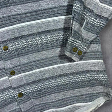 Load image into Gallery viewer, Vintage Commander Grey White Multi Striped Long Sleeve Cotton Flannel Shirt