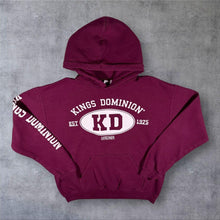 Load image into Gallery viewer, Kings Dominion Virginia USA Spellout Tourist Burgundy Red Hoodie