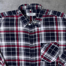 Load image into Gallery viewer, Vintage Vesta Red White Black Grey Plaid Check Long Sleeve Flannel Shirt