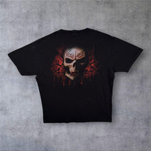 Load image into Gallery viewer, Early 00's Spiral Direct "Game Over" Goth Grim Reaper Graphic Black Cotton T-Shirt