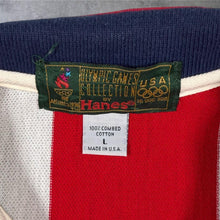 Load image into Gallery viewer, Vintage 1996 Atlanta Olympics Hanes Polo Shirt L USA Striped Centennial Games