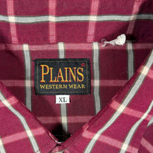 Load image into Gallery viewer, Vintage Plains Western Cowboy Red White Check Long Sleeve Popper Shirt