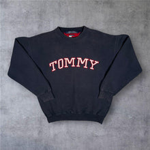 Load image into Gallery viewer, Vintage 90s Tommy Hilfiger Big Spellout Sweatshirt L S/M Navy Varsity Y2K