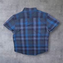 Load image into Gallery viewer, CK Calvin Klein Classic Navy Blue Mix Check Short Sleeve Cotton Shirt