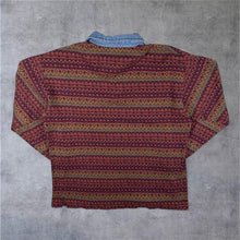 Load image into Gallery viewer, Vintage Arizona Aztec Native American Patterned Denim Collar Long Sleeve Polo Shirt