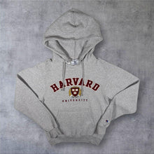 Load image into Gallery viewer, Champion Eco Harvard University Embroidered Spellout Grey Pullover Hoodie