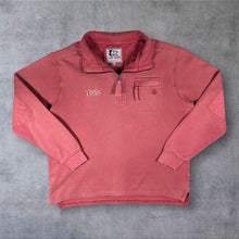 Load image into Gallery viewer, Lazy Jacks Mens L Quarter Zip Sweatshirt Red Cotton Nautical Utility Pocket