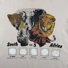 Load image into Gallery viewer, Vintage South Africa "Big 5" Animal Tourist Souvenir Wildlife Graphic Cream Beige T-Shirt