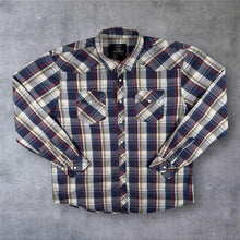 Load image into Gallery viewer, Mens Western Shirt L Plaid Pearl Snap Cowboy Dunnes Check Ranch Americana