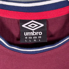 Load image into Gallery viewer, Umbro England Rugby Embroidered Logo Burgundy Long Sleeve Cotton T-Shirt
