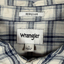 Load image into Gallery viewer, Wrangler "Regular" Light Grey Navy Blue White Check Long Sleeve Cotton Shirt