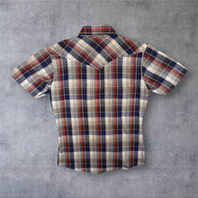 Load image into Gallery viewer, Vintage Western Cowboy Made In Korea Multi Colour Check Short Sleeve Popper Shirt