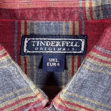 Load image into Gallery viewer, Vintage Tinderfell Red Blue Check Button-Down Cotton Flannel Short Sleeve Shirt